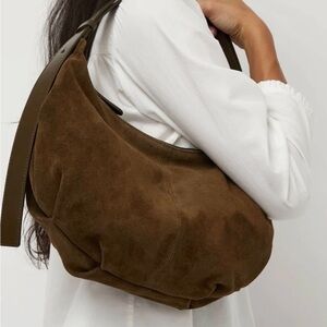 Elegant Brown Suede Hobo Bag